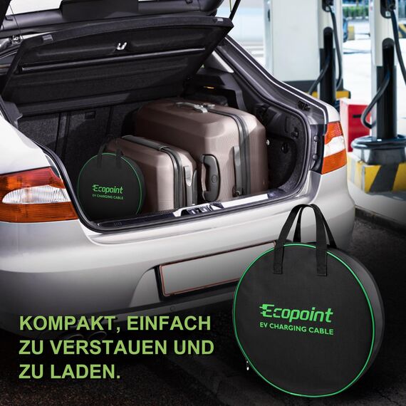 ECOPOINT Typ 2 Ladekabel für Elektrofahrzeuge, 22 kW, tragbares 3-Phasen 32A,Mennekes Mode 3 Ladekabel für EV und PHEV (5M Spiral Kabel)