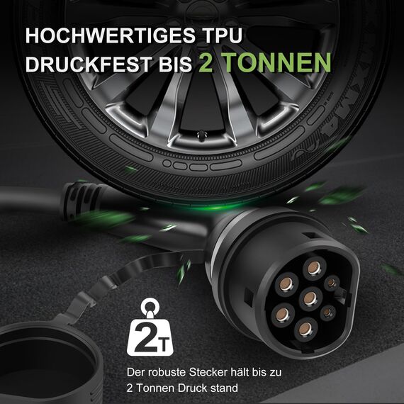 ECOPOINT Typ 2 Ladekabel für Elektrofahrzeuge, 22 kW, tragbares 3-Phasen 32A,Mennekes Mode 3 Ladekabel für EV und PHEV (5M Gerades Kabel)