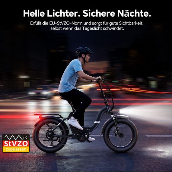 Touroll S2 2026 Klappbar E-Bike Herren, 250W 650W Peak Fatbike, 20"×4.0" All-Terrain Reifen, 150 km Reichweite, 720Wh Akku, StVZO Straßenzulassung – Elektrofahrrad für Stadt, Offroad & Pendler