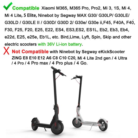 Mezelon E Scooter Ladegerät, Ladekabel 42V 2A für Ninebot F20 F30 F40 ES1 ES2 ES3 ES4 G30, Xiaomi M365, Pro, Pro 2, Mi 3, Mi 4, 5 Elite,1s, 36V Elektro Scooter Schnellaufladen für Xiaomi und Ninebot