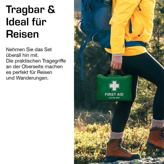 Erste Hilfe Set - 90-teiliges Premium Erste-Hilfe-Set - enthält Sofort Kühlpacks, Augenspülung, Rettungsdecke für zu Hause, Büro oder Auto - Grün