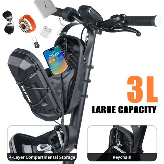 Faireach 3L E Scooter Tasche, Schnellverschluss Roller Tasche mit Mehrfarbige Elastische Kordel, Wasserdicht Große Kapazität Lenkertasche Escooter für Segway, Ninebot, Xiaomi, Mijia