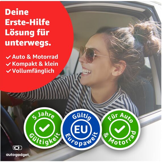 Verbandstasche KFZ Norm 2026 mit Beatmungstücher - Verbandskasten Auto - DIN13164:2022 - Erste Hilfe Set - Verbandskasten StVO konform (Pink)