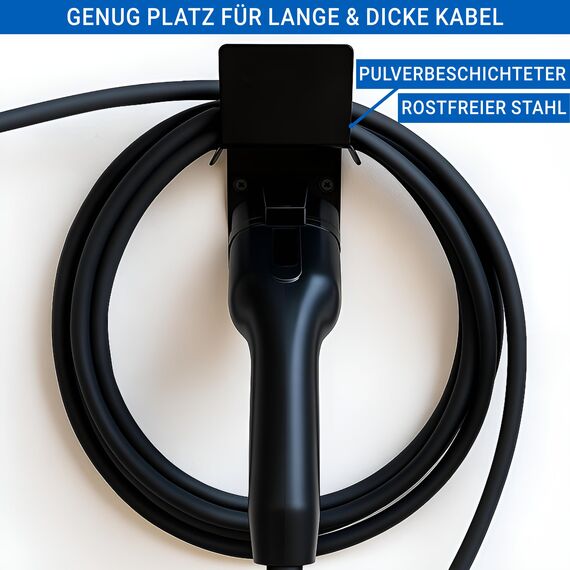 EVify Typ 2 Wandhalterung, Halterung für Ladekabel – Widerstandfähige Kabelhalterung aus rostfreiem Stahl für Wallbox & Elektroauto