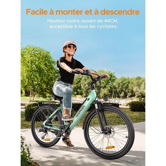 MileCity1 26" E-Bike für Erwachsene, 7 Gang Elektrofahrrad mit Austauschbarem 36V 13Ah Akku, 25 km/h und 80–100km Reichweite E-Bike für Städtische Pendler, IP65 Wasserdicht (MileCity1, Grün)