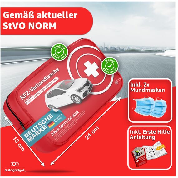 TK Gruppe Timo Klingler Verbandstasche KFZ mit Beatmungstücher - Verbandskasten Auto nach aktueller Norm 2026 - DIN13164