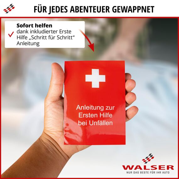 WALSER Erste Hilfe Set Auto 2026, Verbandskasten Auto Auszeichnung Sehr Gut*, KFZ Verbandskasten 2026 europaweit nutzbar Erste Hilfe Kasten, KFZ Verbandstasche, Erste-Hilfe-Set Verbandkasten DIN 13164