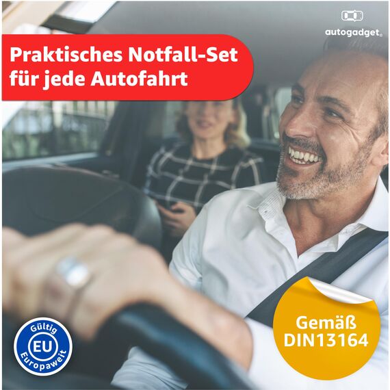 Verbandstasche KFZ Norm 2026 mit Beatmungstücher - Verbandskasten Auto - DIN13164:2022 - Erste Hilfe Set - Verbandskasten StVO konform (Pink)