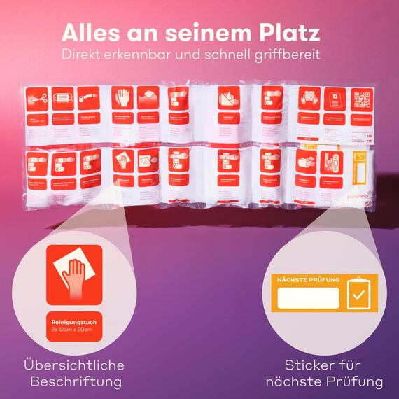PURAHELP 5x KFZ Verbandskasten nach aktueller Norm 2026 DIN 13164 (StVO konform) - Inkl. Beatmungstuch - Erste Hilfe Set Auto Verbandskasten 2026