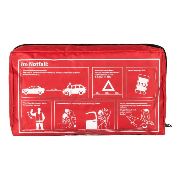 Walser KFZ-Verbandtasche, Auto-Verbandskasten, Erste Hilfe Koffer, Notfall-Set Auto, Erste Hilfe Tasche DIN 13164, First Aid Kit rot 44264
