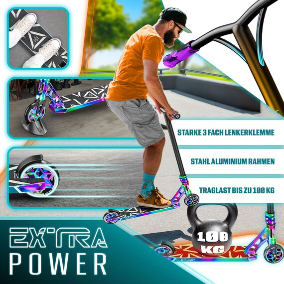KESSER® Stunt Scooter GT-Limit 360° Lenkung Funscooter Stuntscooter mit Ständer ABEC 9 Kugellagern, 110 mm PU Räder, Kickscooter Tretroller Cityroller Trick Roller für Kinder Erwachsene,