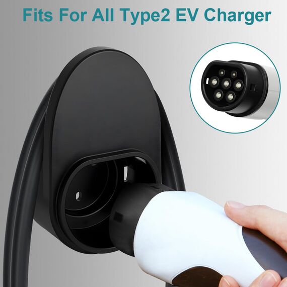 Adiwo Typ 2 Wandhalterung Ladekabel, Wallbox Ladekabel Typ 2 Wandhalterung, Type 2 Ladekabeln Steckerhalter, EV Ladegerät Halter für Type 2 Ladestation Kabel Ladegerät, Wallbox Zubehör, Ohne Schnalle