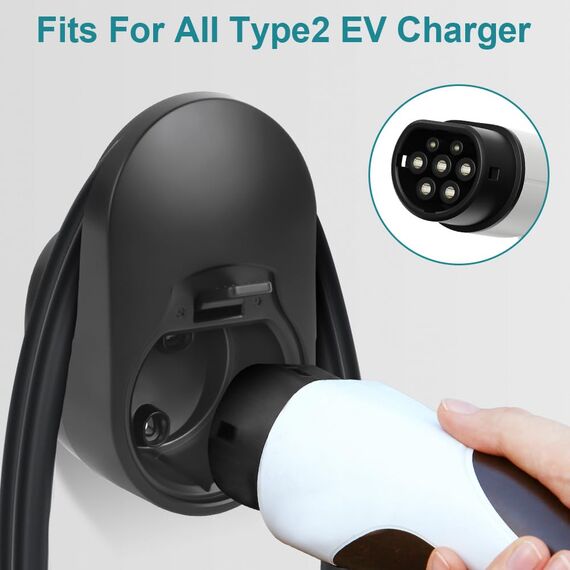 Adiwo Wallbox Ladekabel Typ 2 Wandhalterung, für EV Ladegerät Typ 2 Holder Halterung Wallbox Zubehör, für Type 2 Ladestation Kabel und Ladegerät Schwarz