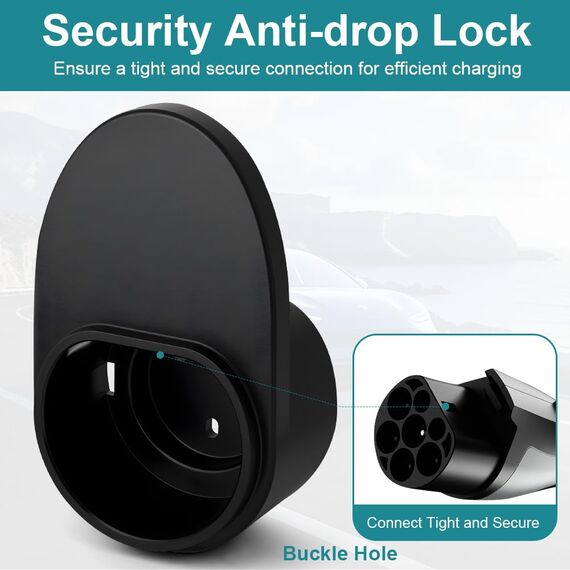 Adiwo Typ 2 Wandhalterung Ladekabel, Wallbox Ladekabel Typ 2 Wandhalterung, Type 2 Ladekabeln Steckerhalter, EV Ladegerät Halter für Type 2 Ladestation Kabel Ladegerät, Wallbox Zubehör, Ohne Schnalle