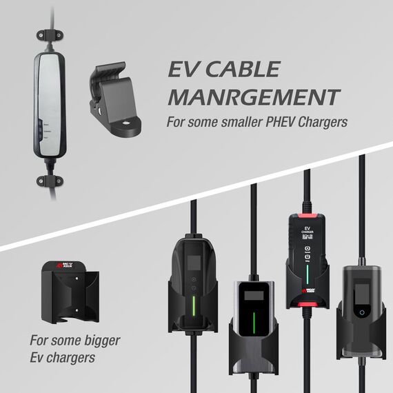MCEVKELN EV-Ladekabelhalter – 2er-Pack multifunktionale Wandhalterung mit Fallschutz für Ladegeräte von Elektrofahrzeugen, hält Ladebox und Kabel sicher, inkl. Montagezubehör und Verpackungsbox