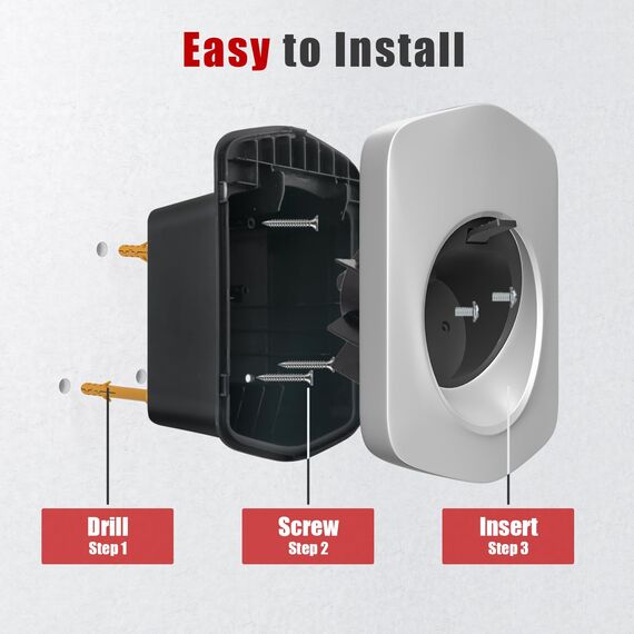 MCEVKELN Typ 2 Wandhalterung Ladekabel Wandhalter Wallbox Kabelhalter Typ 2 Steckerhalter Dock für EV Ladegerät IEC 62196-2 Holder Halterung Wallbox Zubehör - Silber