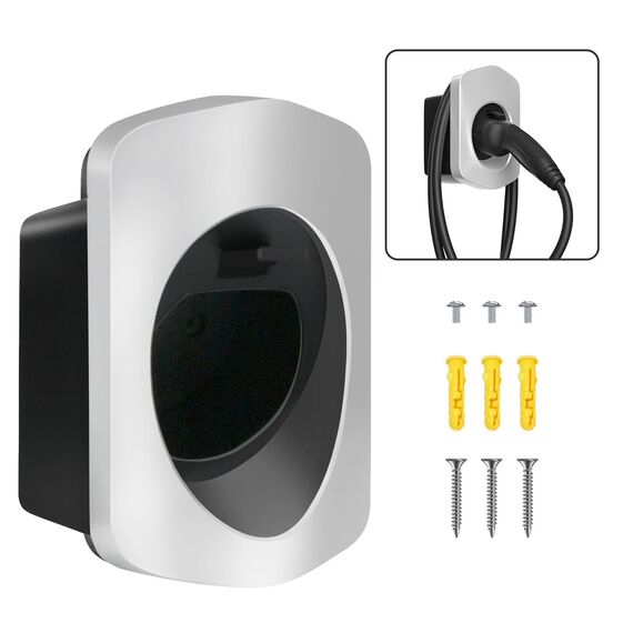 MCEVKELN Typ 2 Wandhalterung Ladekabel Wandhalter Wallbox Kabelhalter Typ 2 Steckerhalter Dock für EV Ladegerät IEC 62196-2 Holder Halterung Wallbox Zubehör - Silber