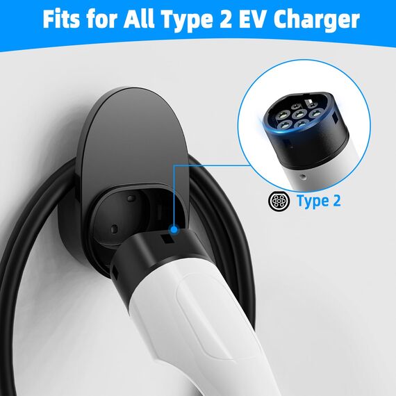 Azyvum Typ 2 Wandhalterung Ladekabel Wandhalterung Robust und langlebig Kabelhalterung Wallbox Kabelhalter Typ 2 Steckerhalter Kompatibel mit Allen Typ 2 Ladekabeln