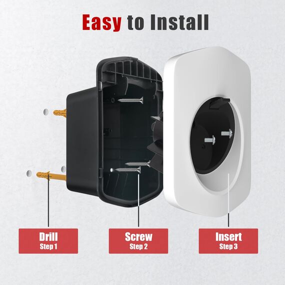MCEVKELN Typ 2 Wandhalterung Ladekabel Wandhalter Wallbox Kabelhalter Typ 2 Steckerhalter Dock für EV Ladegerät IEC 62196-2 Holder Halterung Wallbox Zubehör - Weiß