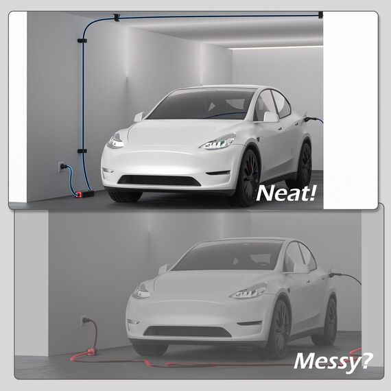 MCEVKELN EV-Ladekabelhalter – 2er-Pack multifunktionale Wandhalterung mit Fallschutz für Ladegeräte von Elektrofahrzeugen, hält Ladebox und Kabel sicher, inkl. Montagezubehör und Verpackungsbox