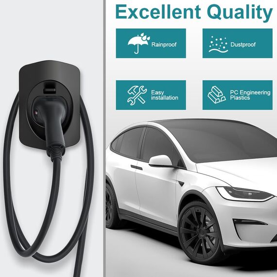 Adiwo Typ 2 Wandhalterung Ladekabel, Wallbox Ladekabel Typ 2 Wandhalterung, Type 2 Ladekabeln Steckerhalter, EV Ladegerät Halter für Type 2 Ladestation Kabel Ladegerät, Wallbox Zubehör, Mit Schnalle
