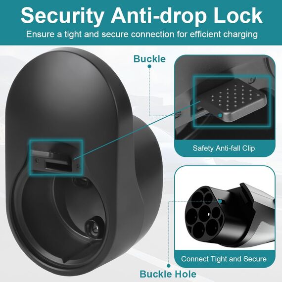 Adiwo Wallbox Ladekabel Typ 2 Wandhalterung, für EV Ladegerät Typ 2 Holder Halterung Wallbox Zubehör, für Type 2 Ladestation Kabel und Ladegerät Schwarz
