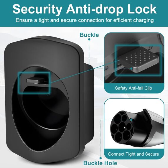 Adiwo Typ 2 Wandhalterung Ladekabel, Wallbox Ladekabel Typ 2 Wandhalterung, Type 2 Ladekabeln Steckerhalter, EV Ladegerät Halter für Type 2 Ladestation Kabel Ladegerät, Wallbox Zubehör, Mit Schnalle