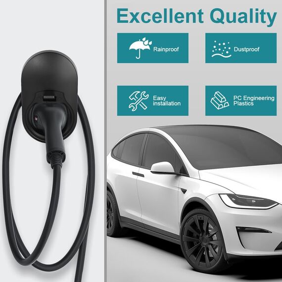 Adiwo Wallbox Ladekabel Typ 2 Wandhalterung, für EV Ladegerät Typ 2 Holder Halterung Wallbox Zubehör, für Type 2 Ladestation Kabel und Ladegerät Schwarz
