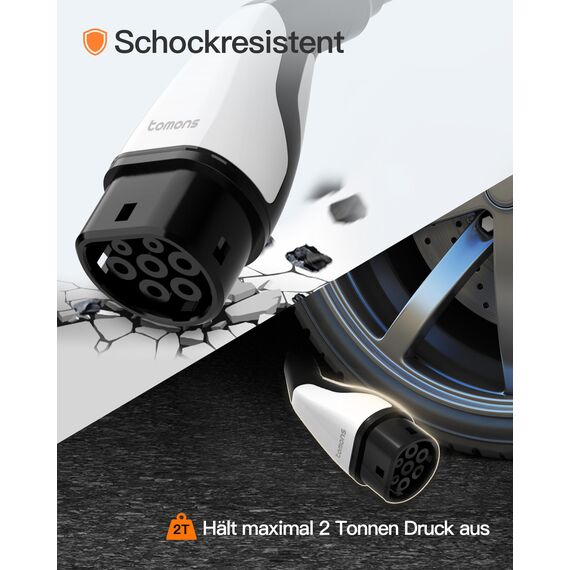tomons Typ 2 Ladekabel, 22KW 10M 32A 3-Phasig,Elektroauto Typ 2 für EV/PHEV, Typ 2 auf Typ 2 EV mit Tragetasche und Mikrofasertuch für Model S/3/X/Y, ID.3, ID.4