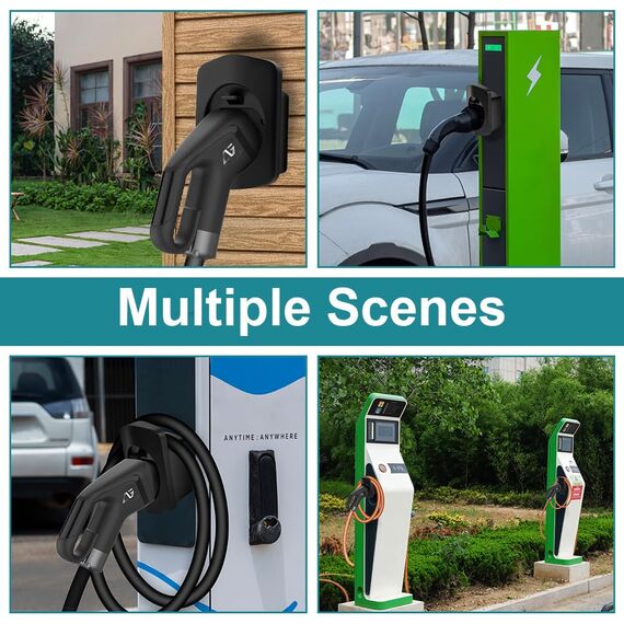 Adiwo Typ 2 Wandhalterung Ladekabel, Wallbox Ladekabel Typ 2 Wandhalterung, Type 2 Ladekabeln Steckerhalter, EV Ladegerät Halter für Type 2 Ladestation Kabel Ladegerät, Wallbox Zubehör, Mit Schnalle