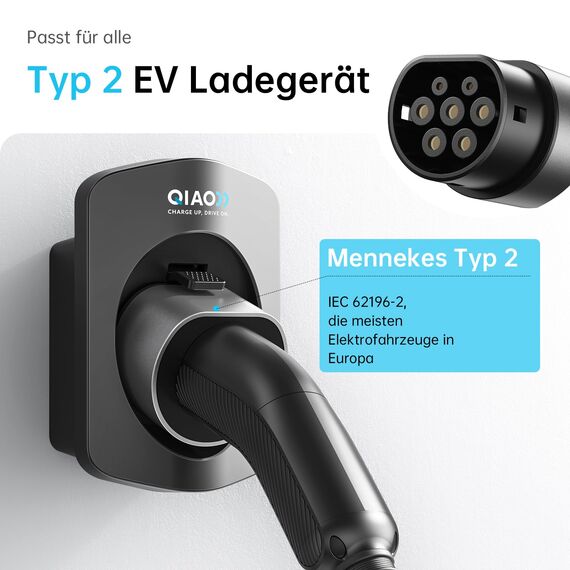 QIAO Typ 2 EV Ladegerät Halter, Wandhalterung EV Ladekabel Organizer für Elektroauto mit Typ 2 IEC 62196-2 Stecker, Wall Box Ladekabel Tidy Management für Indoor Outdoor Verwendung