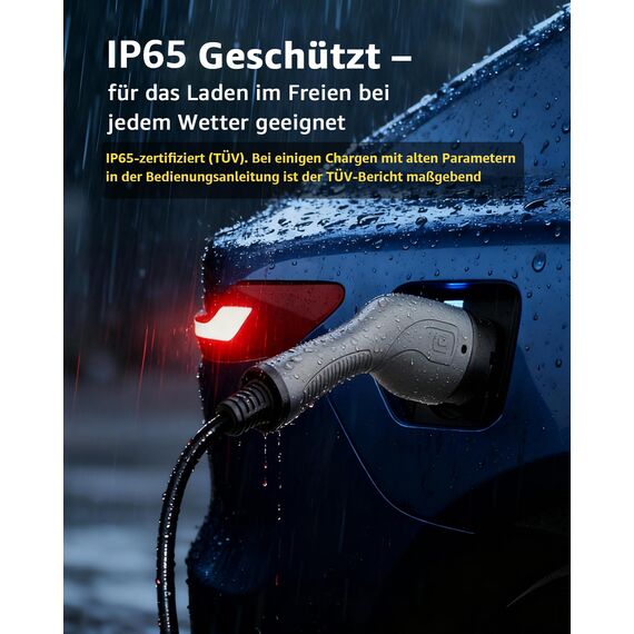 bokman Typ 2 Ladekabel, Modus 3 / 16A / 11 kW / 3-Phasig / 3,5 Meter, Typ 2 auf Typ 2 EV Ladekabel für Elektroauto mit Tragetasche und Mikrofasertuch