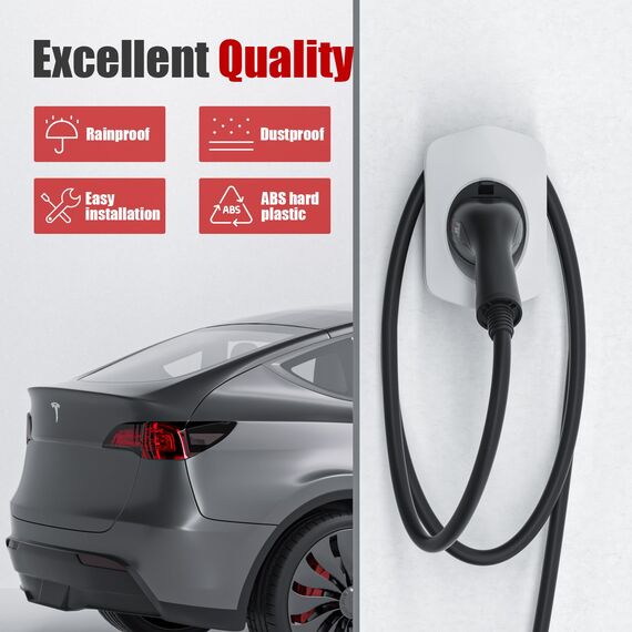 MCEVKELN Typ 2 Wandhalterung Ladekabel Wandhalter Wallbox Kabelhalter Typ 2 Steckerhalter Dock für EV Ladegerät IEC 62196-2 Holder Halterung Wallbox Zubehör - Weiß