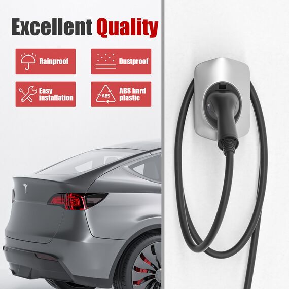 MCEVKELN Typ 2 Wandhalterung Ladekabel Wandhalter Wallbox Kabelhalter Typ 2 Steckerhalter Dock für EV Ladegerät IEC 62196-2 Holder Halterung Wallbox Zubehör - Silber