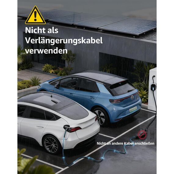 bokman Typ 2 Ladekabel, Modus 3 / 32A / 7,2 kW / 1-Phasig / 3,5 Meter, Typ 2 auf Typ 2 EV Ladekabel für Elektroauto mit Tragetasche und Mikrofasertuch
