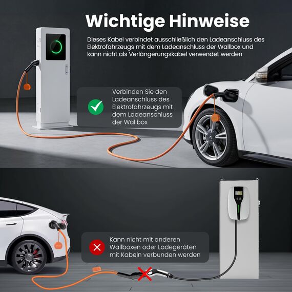 GONEO Typ 2 Ladekabel 22kW 32A 10M Ladekabel für Elektroauto Dreiphasen Schutzart IP54 und UL94 V-0 Modus 3 Versilberte Kontakte Halogenfrei Geeignet für EV PHEV BEV mit Tragetasche