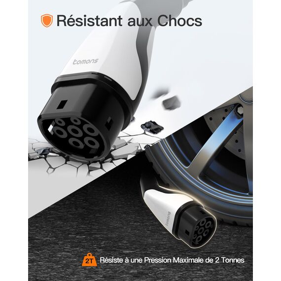 tomons Typ 2 Ladekabel, 22KW 7M 32A 3-Phasig,Elektroauto Typ 2 für EV/PHEV, Typ 2 auf Typ 2 EV mit Tragetasche und Mikrofasertuch für Model S/3/X/Y, ID.3, ID.4
