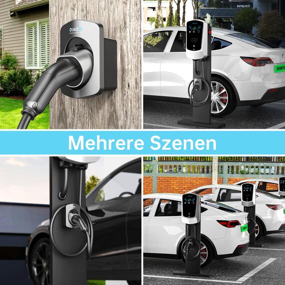 QIAO Typ 2 EV Ladegerät Halter, Wandhalterung EV Ladekabel Organizer für Elektroauto mit Typ 2 IEC 62196-2 Stecker, Wall Box Ladekabel Tidy Management für Indoor Outdoor Verwendung