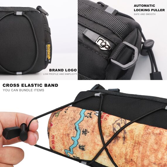 Rhinowalk Fahrrad Lenkertasche Vordertasche Fahrradtasche Aufbewahrungstasche mit Schultergurt für Rennrad Mountainbike Radfahren Reisen (Schwarz)