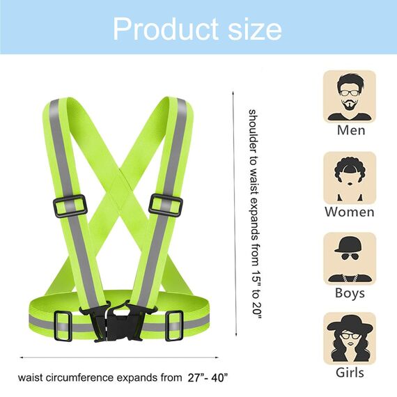 Nutabevr 2 Stück Reflective Vest, High-Vis reflektierende Warnweste für optimale Sichtbarkeit, für Erwachsene und Jugendliche, für Jogging,Radfahren,Wandern, Tag und Nacht Motorrad Radfahren