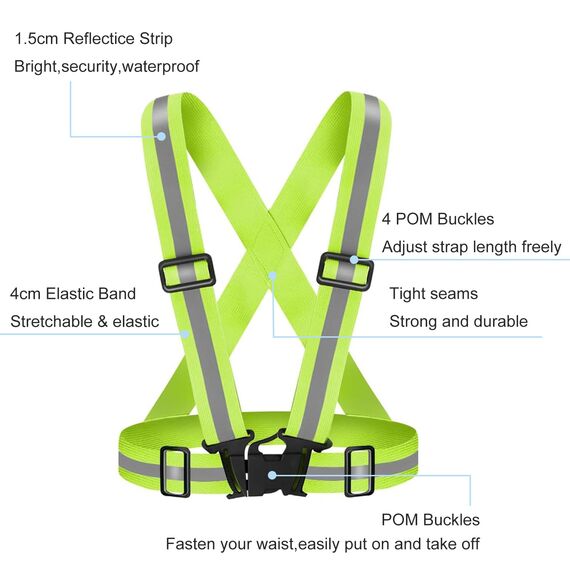 Nutabevr 2 Stück Reflective Vest, High-Vis reflektierende Warnweste für optimale Sichtbarkeit, für Erwachsene und Jugendliche, für Jogging,Radfahren,Wandern, Tag und Nacht Motorrad Radfahren