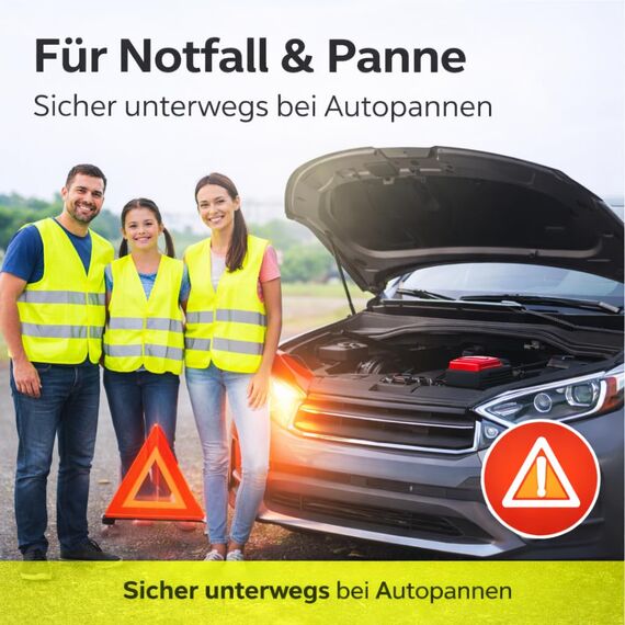 OwnWheel 4X Warnweste Auto ISO20471-2026: gelb - reflektierende Sicherheitsweste für PKW & LKW - Notfall & Pannenwesten