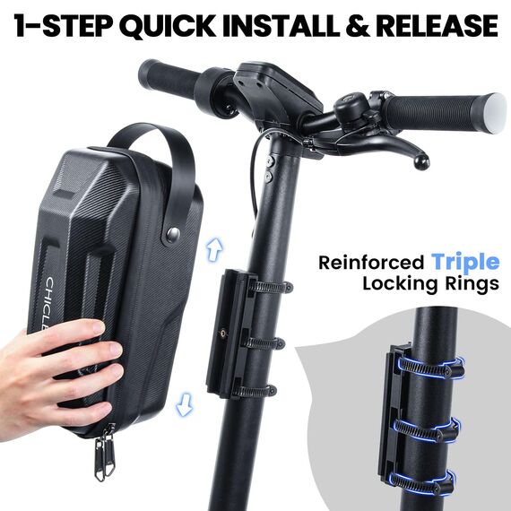 CHICLEW 3L Große Kapazität Scooter Tasche, Schnellverschluss wasserdichte E Roller Tasche, Tragbare Lenkertasche Escooter für Xiaomi Mijia Sedway Ninebot E Scooter