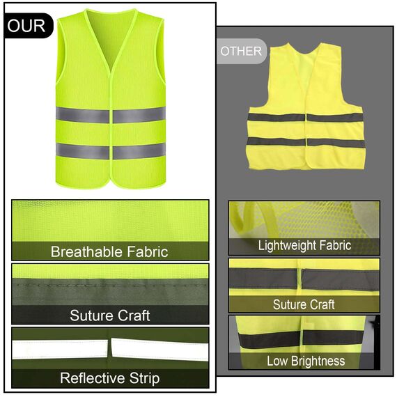 Gowkeey Warnwesten Auto 5 STK, Warnweste Pannenweste Warnwesten Neongelb Sicherheitsweste Westen Auto,Weste Neongelb Reflektierend High Visibility Vest für Autofahrern Fahrern Arbeitskräften