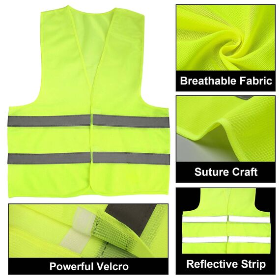 Gowkeey Warnwesten Auto 5 STK, Warnweste Pannenweste Warnwesten Neongelb Sicherheitsweste Westen Auto,Weste Neongelb Reflektierend High Visibility Vest für Autofahrern Fahrern Arbeitskräften