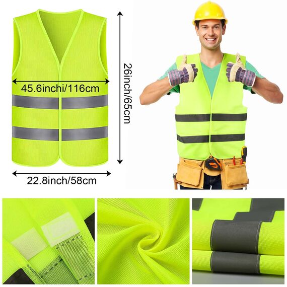 Gowkeey Warnwesten Auto 5 STK, Warnweste Pannenweste Warnwesten Neongelb Sicherheitsweste Westen Auto,Weste Neongelb Reflektierend High Visibility Vest für Autofahrern Fahrern Arbeitskräften