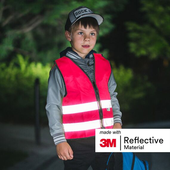Salzmann 3M Warnweste für Kinder mit Reißverschluss | Hergestellt mit 3M Reflektierendem Material,Pink,XXS
