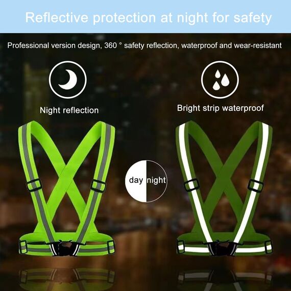Nutabevr 2 Stück Reflective Vest, High-Vis reflektierende Warnweste für optimale Sichtbarkeit, für Erwachsene und Jugendliche, für Jogging,Radfahren,Wandern, Tag und Nacht Motorrad Radfahren
