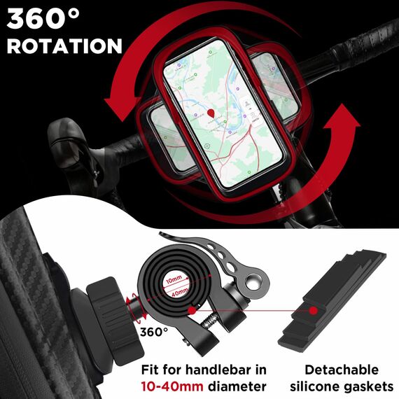 Handyhalterung Fahrrad Wasserdicht Handyhalter Motorrad Handy Halterung 360°Drehbarem Fahrradhalterung Lenkertasche für 4.7-7 Zoll Smartphone mit Regenhaube Fahrradtasche Fahrradlenker Halter Tasche