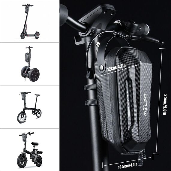 CHICLEW Scooter Tasche für Roller, Rollertasche Front Tube Bag Groß Lenkertasche Wasserfest, Vordertasche für Elektroroller Xiaomi MI Mijia M365 Sedway Ninebot E ES1/ES2/ES3/ES4 (Schwarz, 2L)